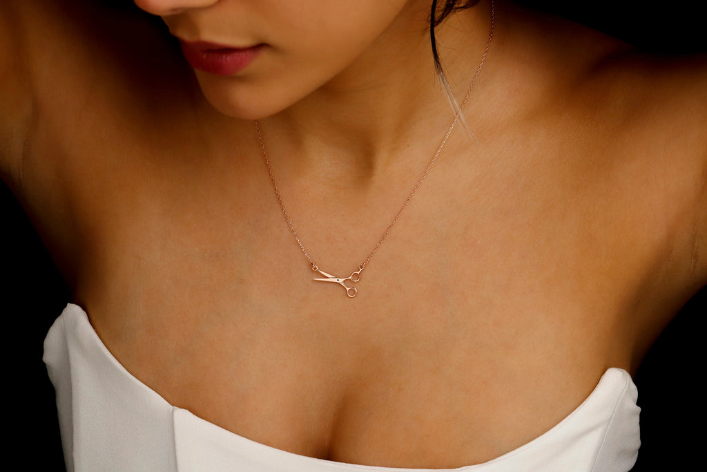 Tiny Lesbian Jewelry - Scissors Necklace in Silver, Gold, and Rose